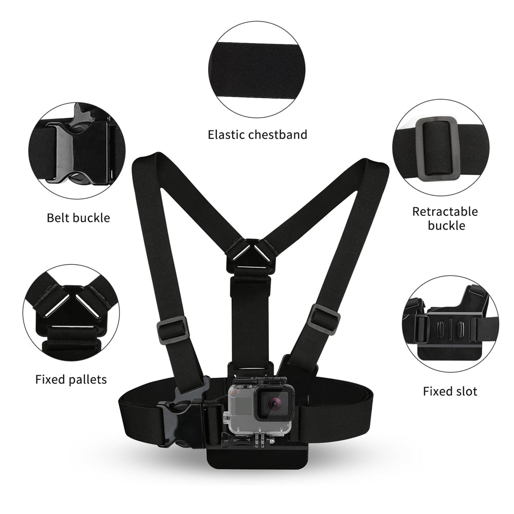 SHOOT Adjustable Harness Chest Strap Head Strap Belt for GoPro Hero 9 8 7 5 Black Xiaomi Yi 4K Sjcam Sj4000 Go Pro 7 8 Accessory - V.I.P Digital Presence