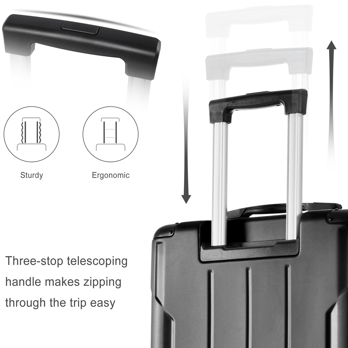 Hardshell Luggage Spinner Suitcase with TSA Lock Lightweight Expandable 24'' (Single Luggage) Black + ABS + 24 Inch