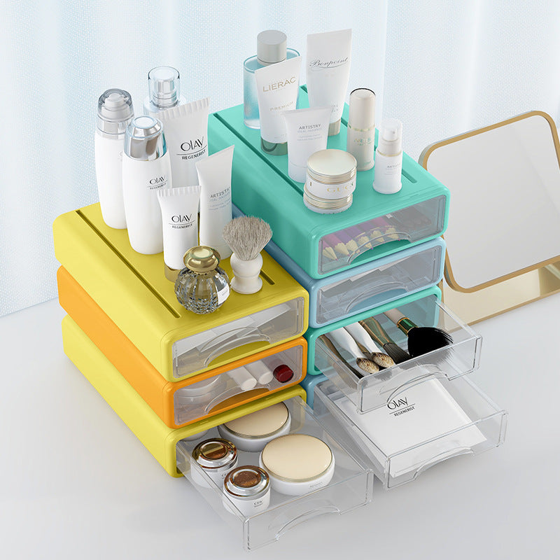 Office home desktop cosmetics stationery transparent storage box drawer type sundries storage box - V.I.P Digital Presence