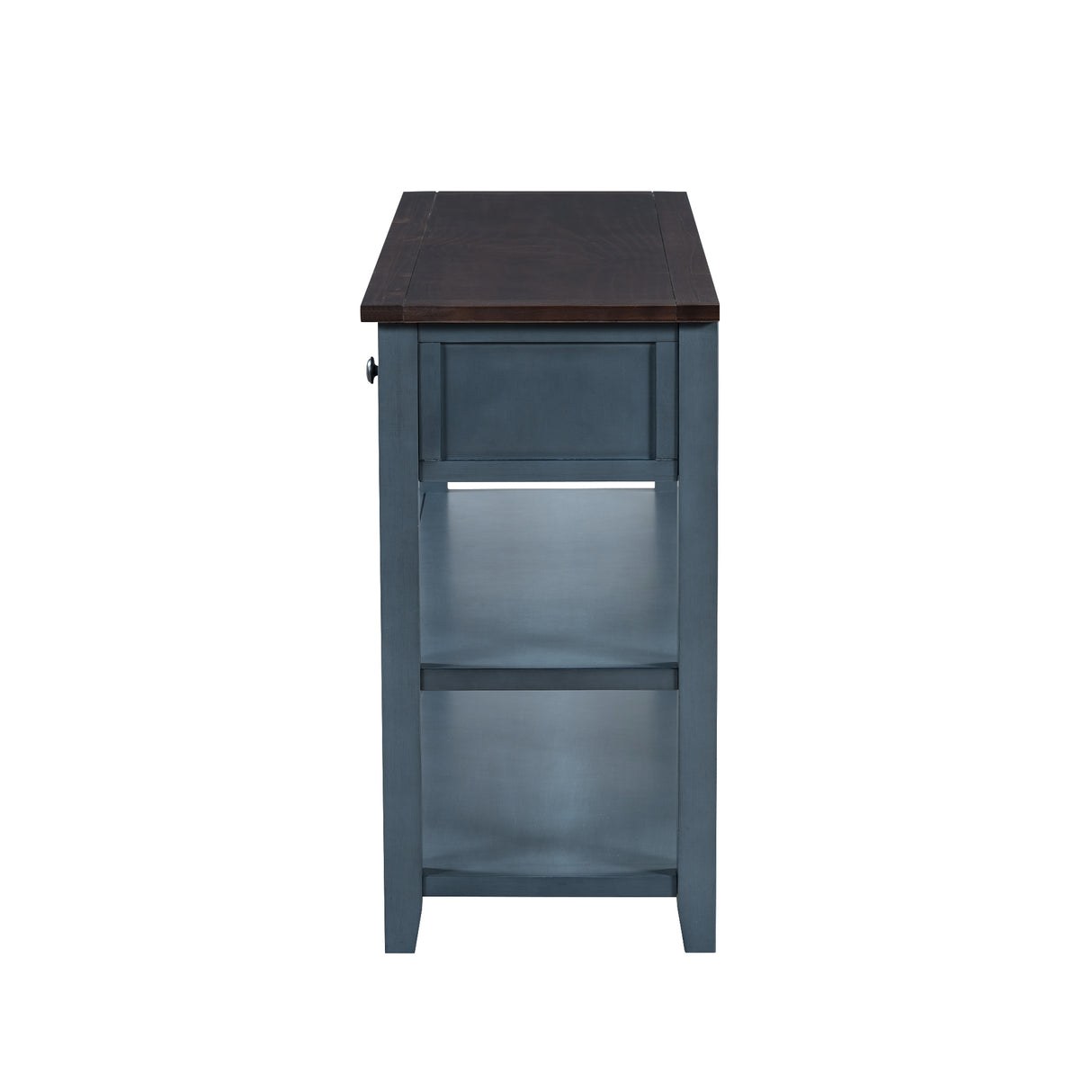 Retro Design Console Table with Two Open Shelves, Pine Solid Wood Frame and Legs for Living Room (Antique Navy+Espresso) - V.I.P Digital Presence