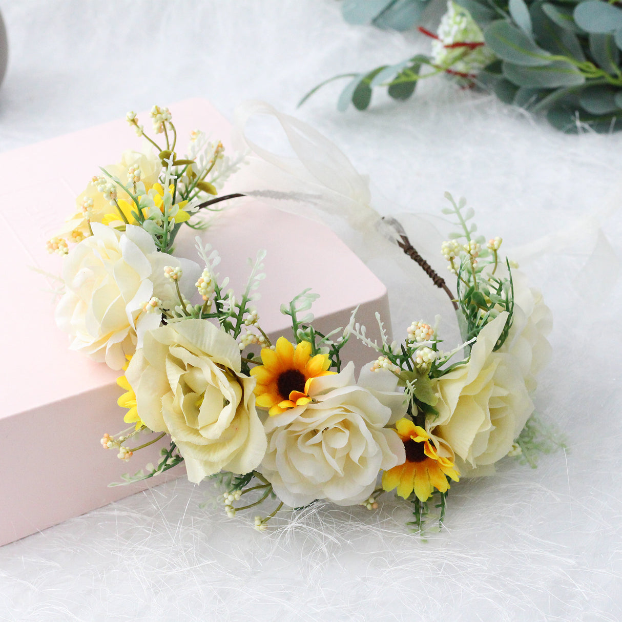 Big Rose Crown Simulation Flower Hair Hoop Sunflower Vine Flower Ring Street Dance Headwear - V.I.P Digital Presence