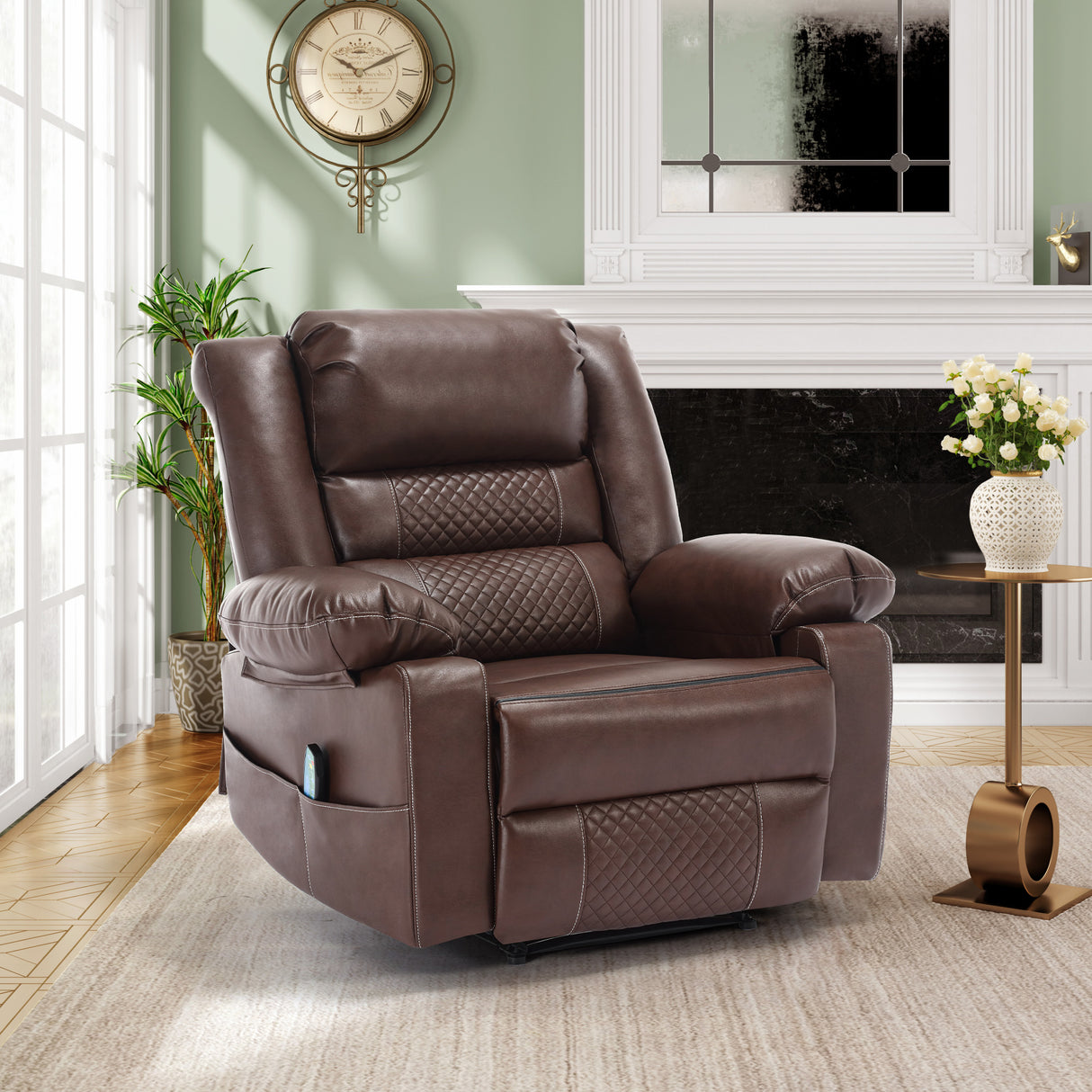 Breathable Leather Massage Recliner Chair Manual Living Room Reclining Sofa - V.I.P Digital Presence