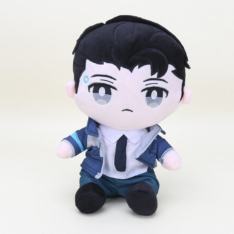 28cm Detroit surrounding Connor sitting doll transformed into human uniform cross dressing cosplay plush doll - V.I.P Digital Presence