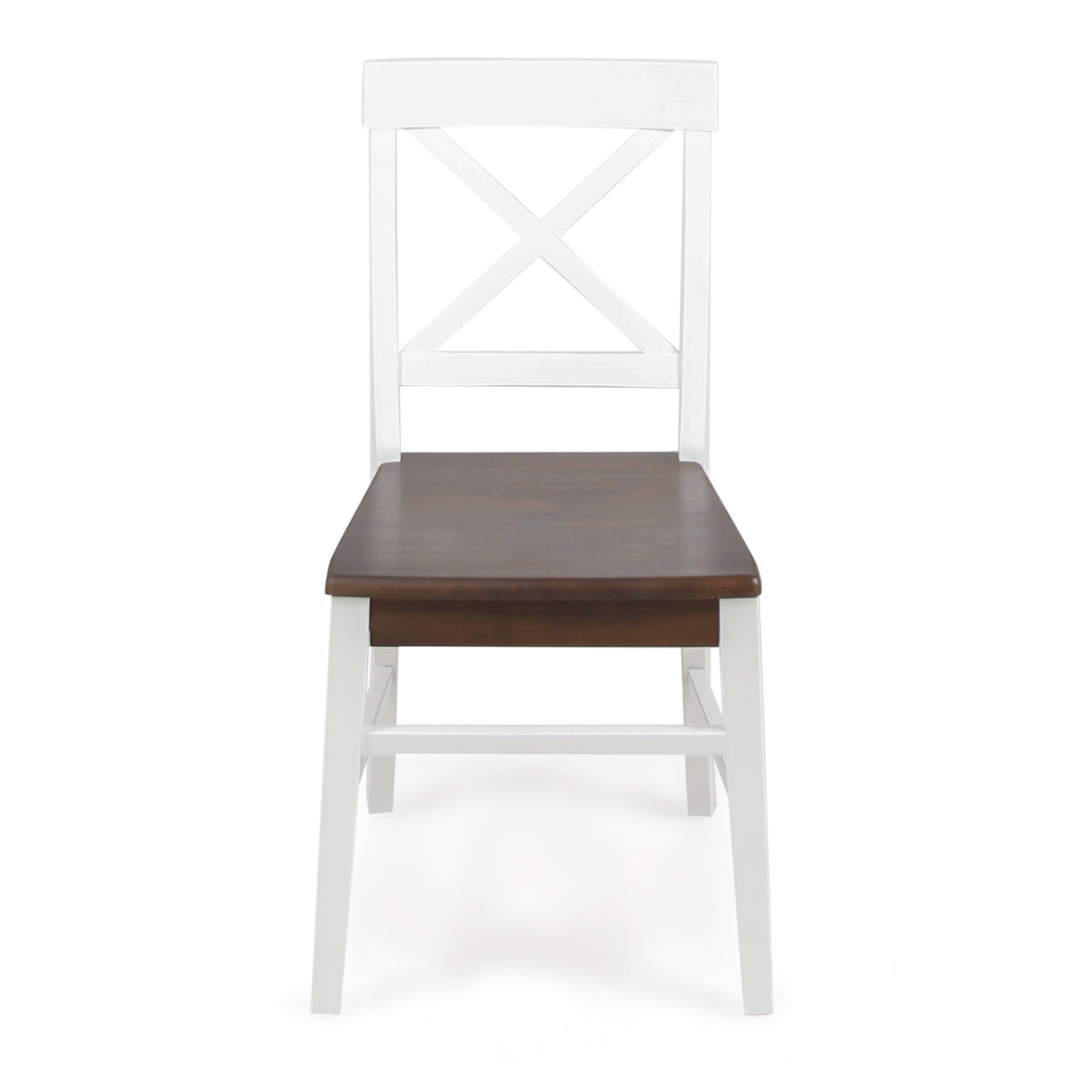 Roshan Farmhouse Acacia Wood Dining Chairs, White / Walnut (Set of 2) - V.I.P Digital Presence