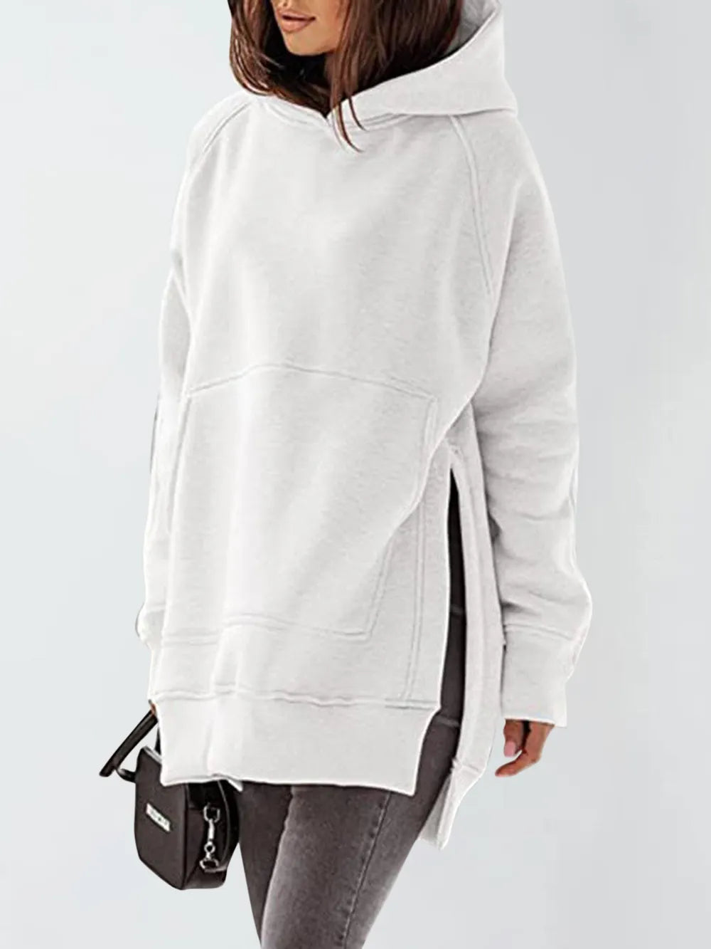 Slit Pocketed Raglan Sleeve Hoodie - V.I.P Digital Presence