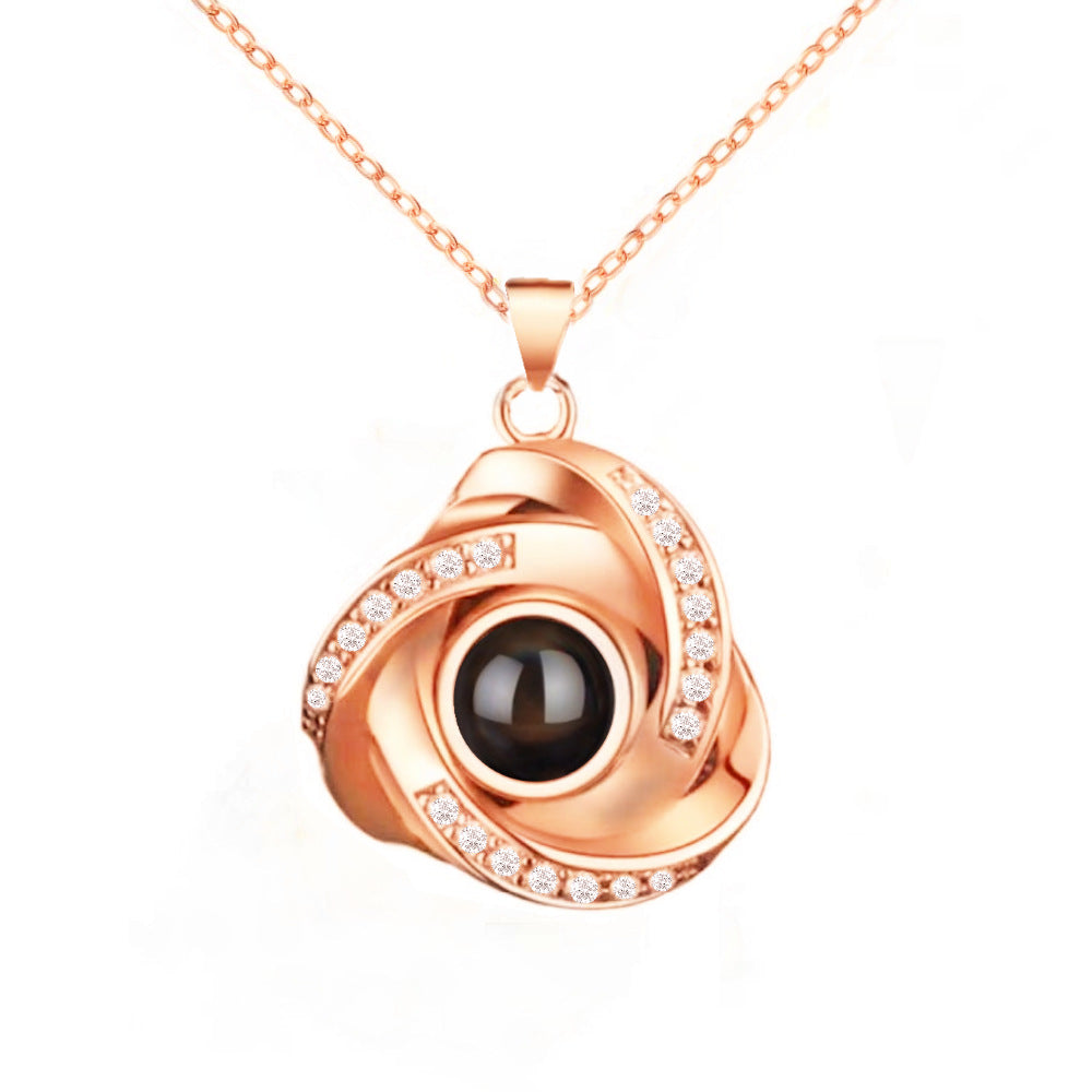 100 languages, I love you. Projection necklace, simple and fashionable, spiral pendant, collarbone chain - V.I.P Digital Presence