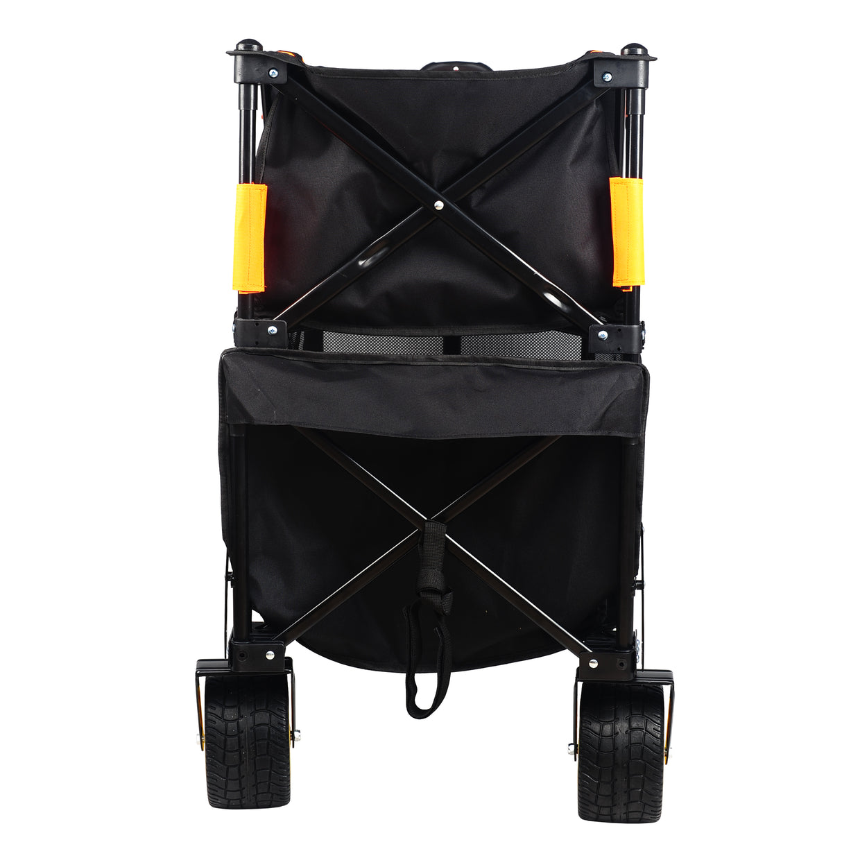 Big large capacity Folding cart Extra Long Extender Wagon Cart Folding Wagon Garden Shopping Beach Cart (black +orange) - V.I.P Digital Presence