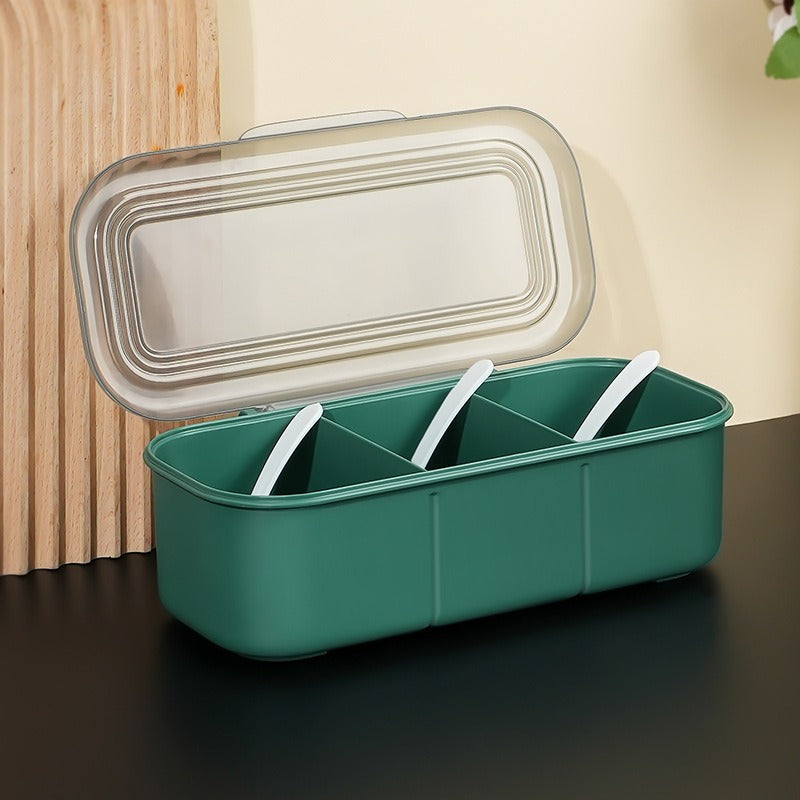 Japanese minimalist seasoning box, kitchen supplies, transparent multi grid with lid for household use - V.I.P Digital Presence