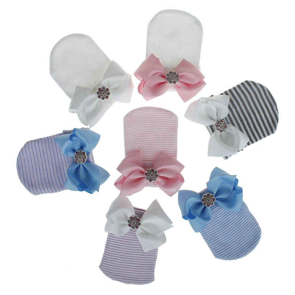 European and American Big Bow Glittering Diamond Pink Stripe Girl Baby Knitted Hat Newborn Baby Pullover Hat - V.I.P Digital Presence