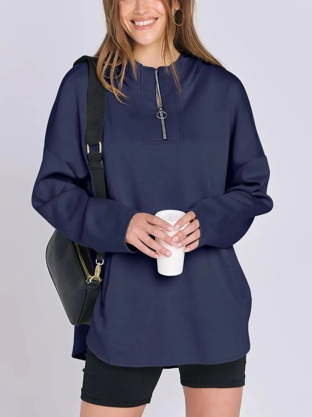 Quarter Zip Long Sleeve Hoodie - V.I.P Digital Presence