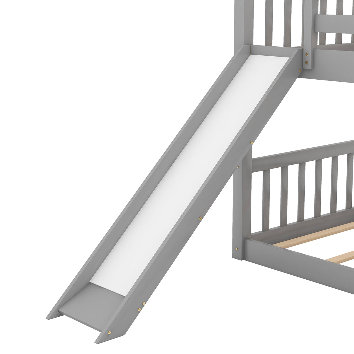 Twin over Twin Bunk Bed with Convertible Slide and Ladder Gray