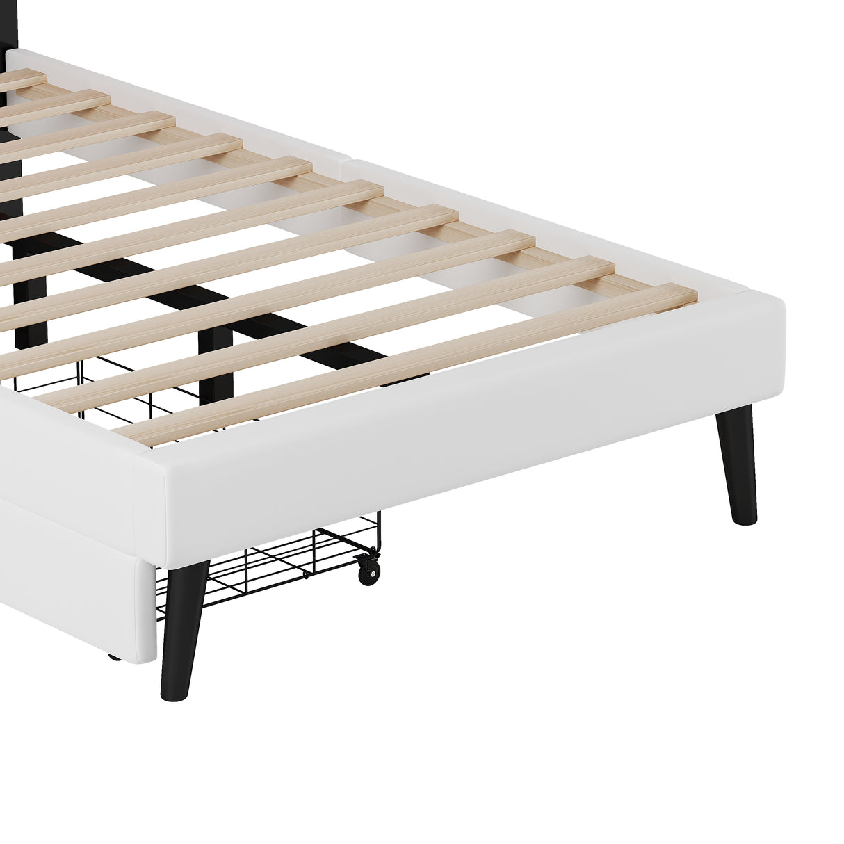 Twin cushion princess bed with crown headboard and 2 drawers with headboard and footrest, pink+white - V.I.P Digital Presence