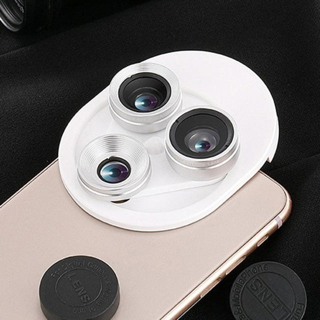 3 In 1 Mobile Phone Lens Set Professional Integral Turntable External Use Wide Angle + Fish Eye + Macro Camera Lens Set - V.I.P Digital Presence
