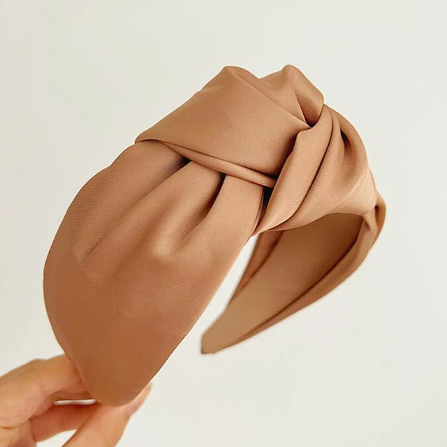 Fashionable knot wide edge satin fabric headband - V.I.P Digital Presence