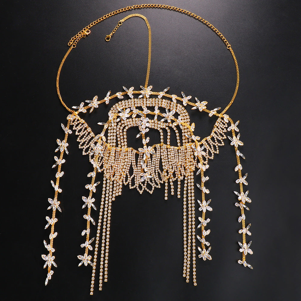 Fashionable Leaf Water Diamond Tassel Headwear, Personalized and Versatile Water Diamond Hair Chain, Women's Headdress - V.I.P Digital Presence
