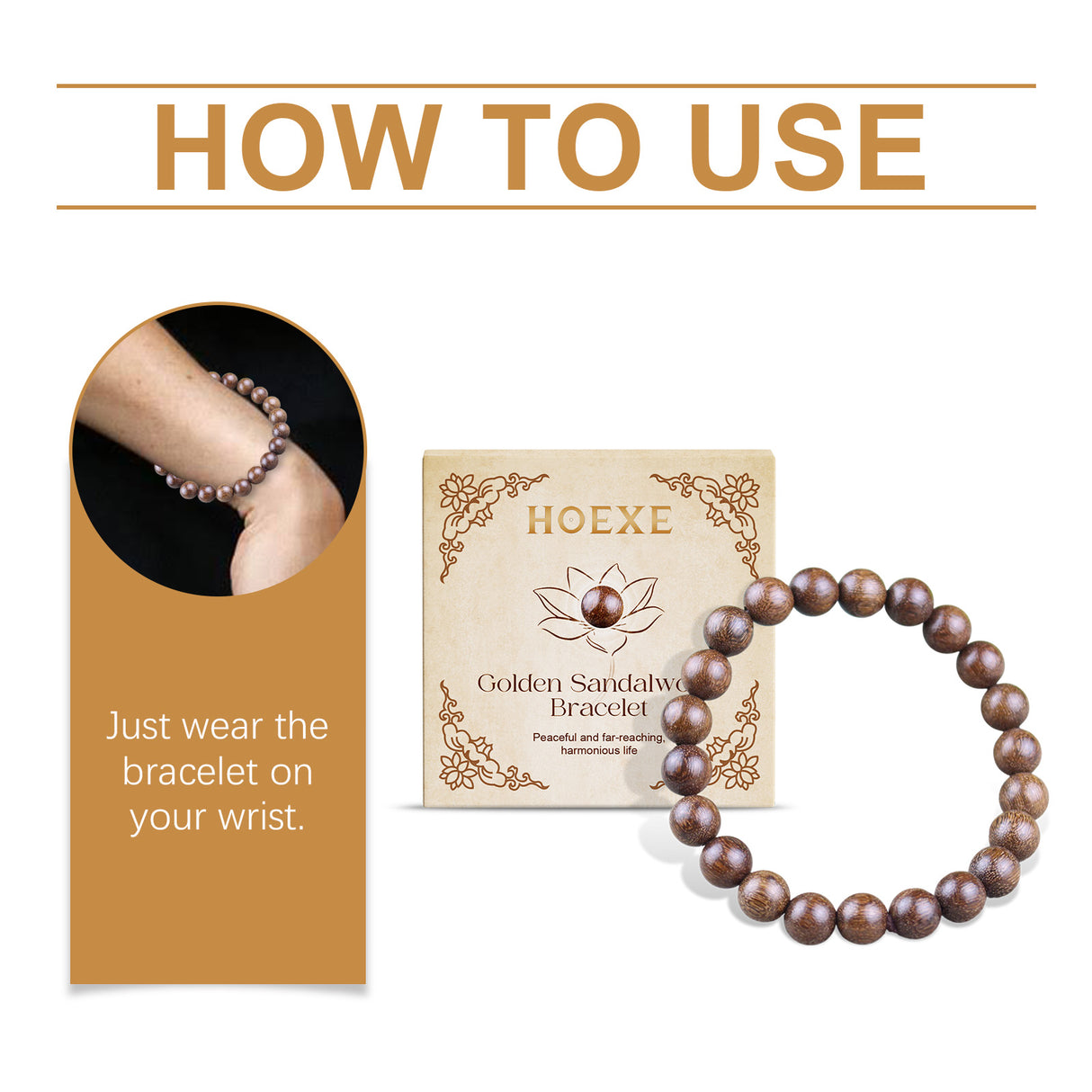 Gold Wire Sandalwood Bead Hand Daily Wear Decoration Simple Fashion 100 With Decorative Wooden Bead Bracelet - V.I.P Digital Presence