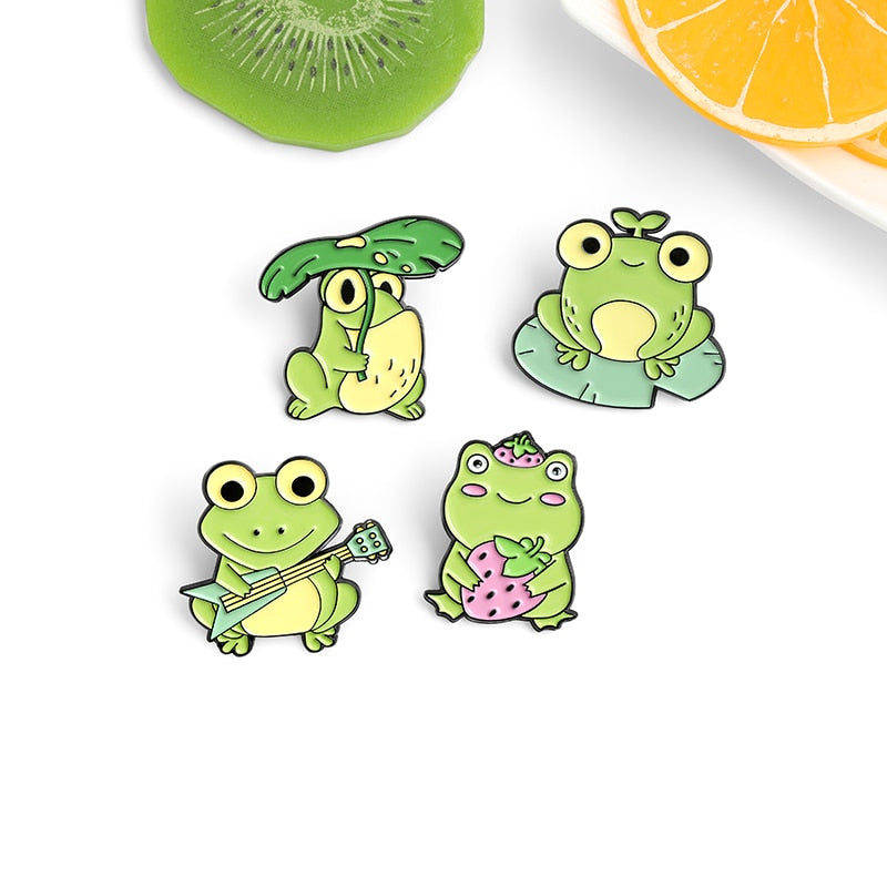 Quack Quack Enamel Pin Custom Frog Lotus Leaf Brooches Bag Lapel Pin Cartoon Animal Badge Jewelry Gift for Kids Friends - V.I.P Digital Presence