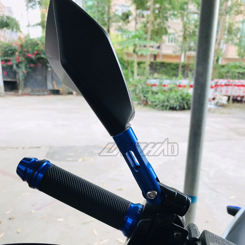 Universal CNC Aluminum Motorcycle Handlebar Rear View Mirrors Blue Anti-glare Mirror for Honda Yamaha Suzuki Scooter ktm - V.I.P Digital Presence