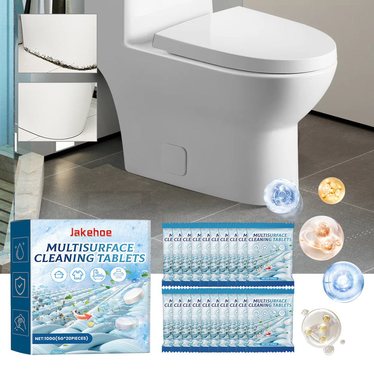 Multisurface Cleaning Tablets, Toilet Deodorant Wash Sink Toilet Stain Cleaning Effervescent Tablet - V.I.P Digital Presence