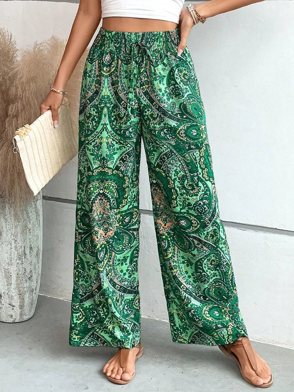 Printed Wide Leg Pants - V.I.P Digital Presence