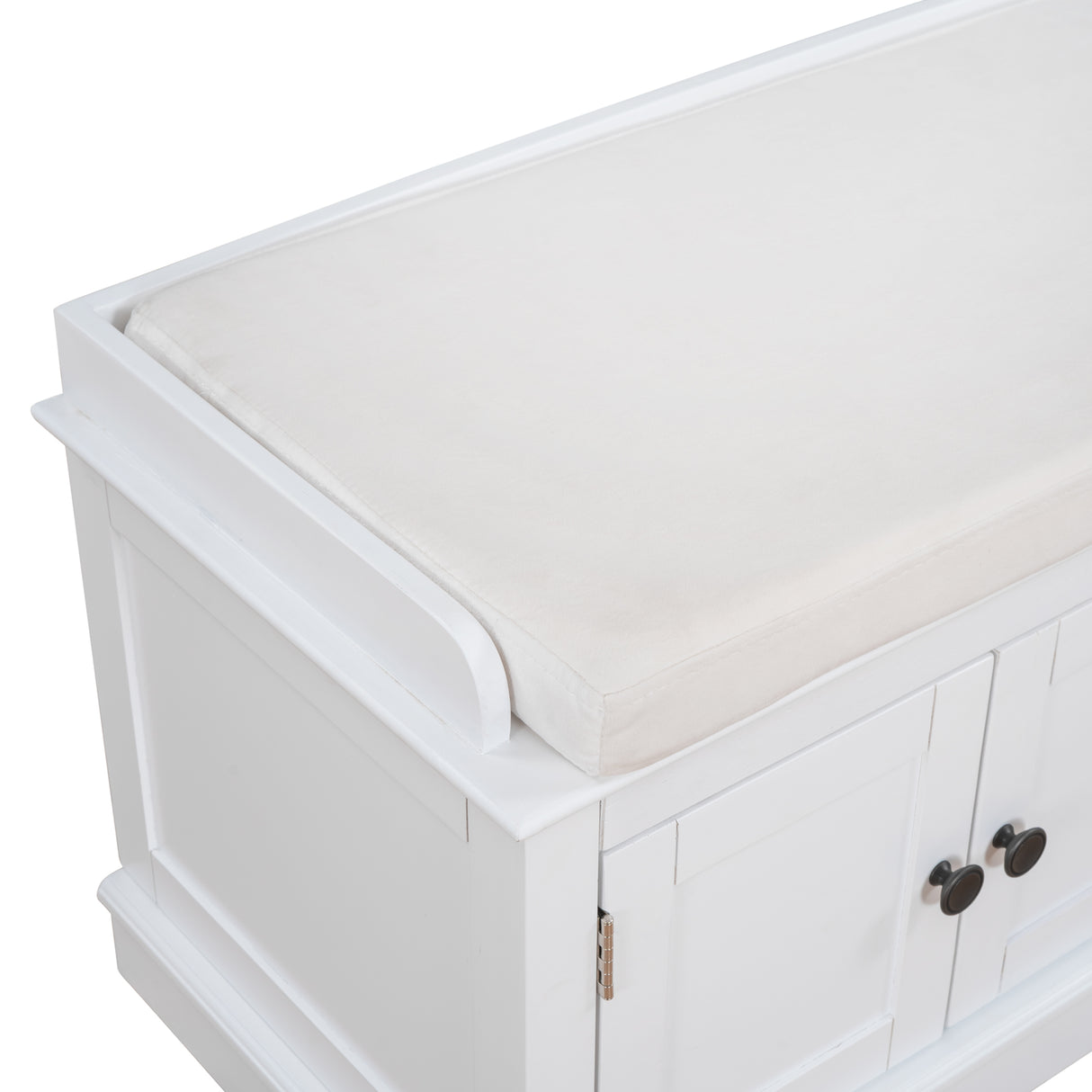 TREXM storage table with 4 adjustable doors and shelves, detachable padded shoe stand (white) - V.I.P Digital Presence