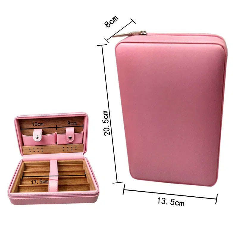 Carved version cigar box portable cedar wood cigar moisturizing box cowhide cigar box storage box Gaoxiba - V.I.P Digital Presence