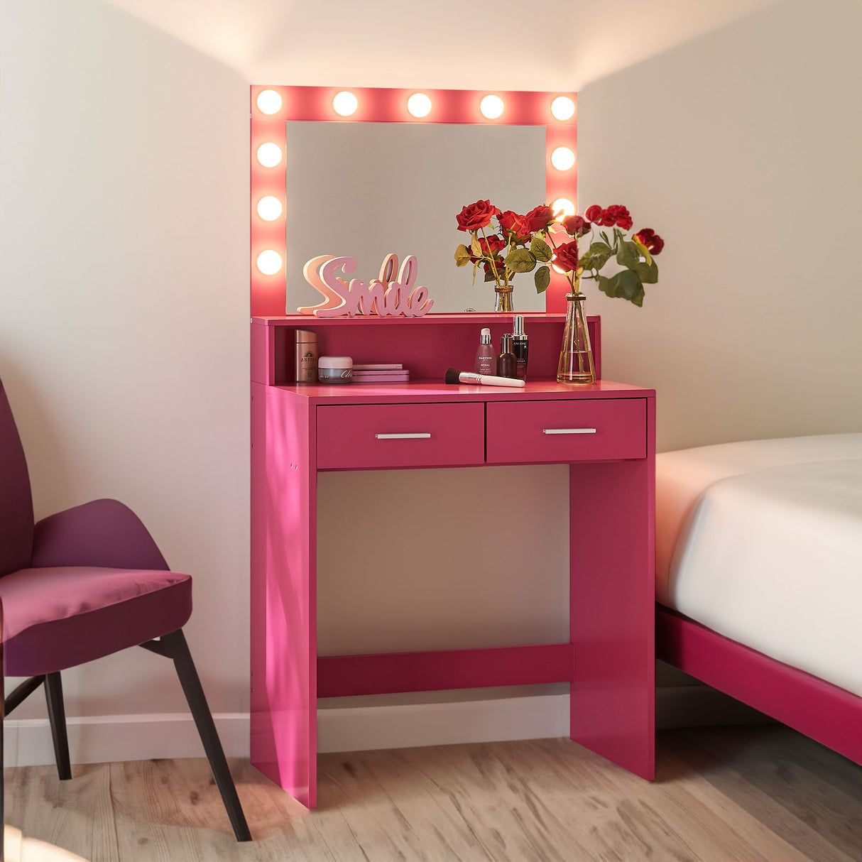 Makeup Vanity Desk with Mirror & Light - V.I.P Digital Presence