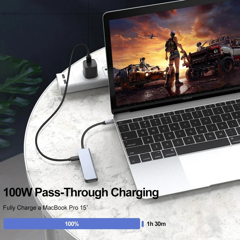 5-in-1 Type-C to HDMI Adapter USB C HUB 4K30Hz PD100W Docking Station USB-C 3.1 Splitter for MacBook iPad Pro Huawei USB 3.0 HUB - V.I.P Digital Presence