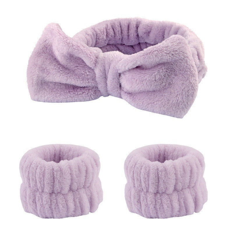 Wash face headband waterproof wrist strap set butterfly bow simple headband wrist 3-piece set - V.I.P Digital Presence