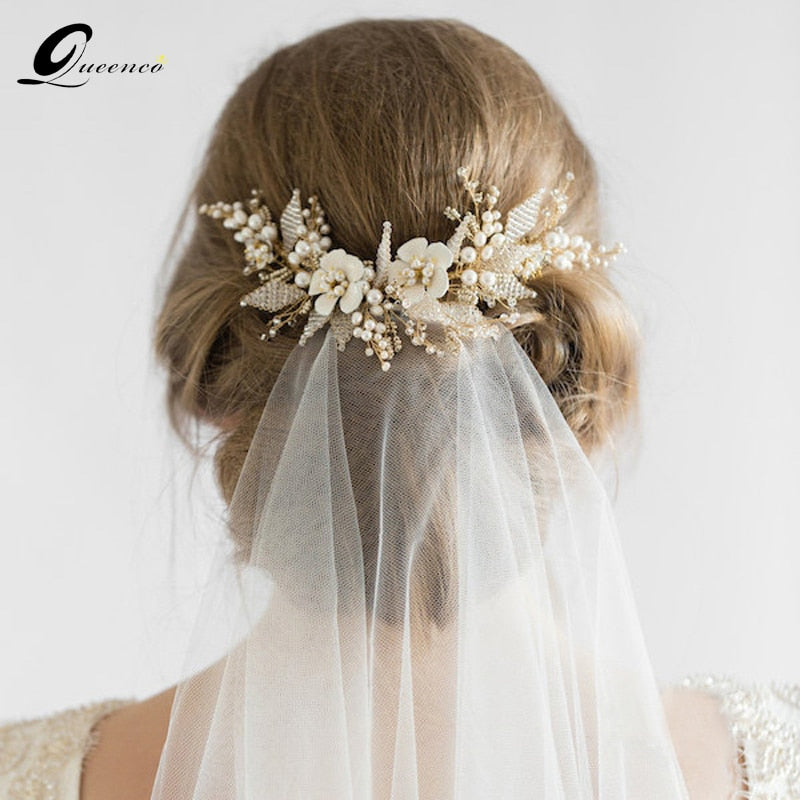 Queenco Gold Bridal Hair Comb Pearl Beads Wedding Hair Accessories Women Headpiece Girl's Hair Vine Party Hair Jewelry - V.I.P Digital Presence