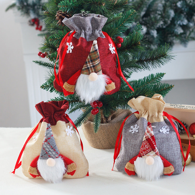 Forest Man Gift Bag Christmas Linen Cartoon Decoration Faceless Elderly Gift Bag Gift Bag Candy Bag - V.I.P Digital Presence