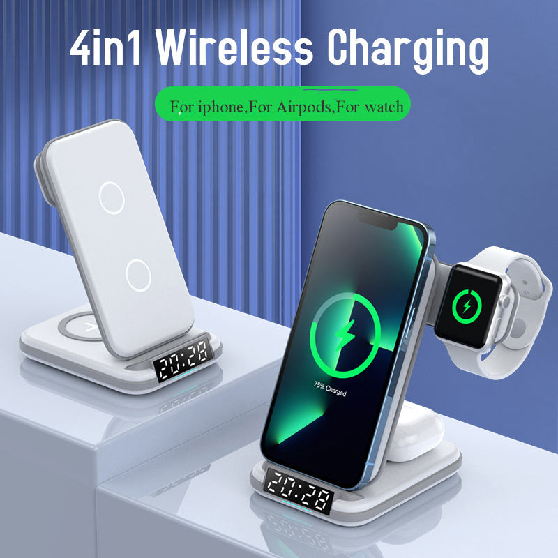 Private Four in One Wireless Charging Stand up Desktop Clock Wireless Charger Suitable for iPhone 13/14 - V.I.P Digital Presence