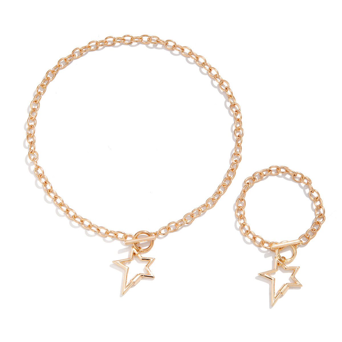 Cold and minimalist necklaces, versatile star shaped necklaces, sweet and cool French style heart-shaped necklace set, accessories - V.I.P Digital Presence