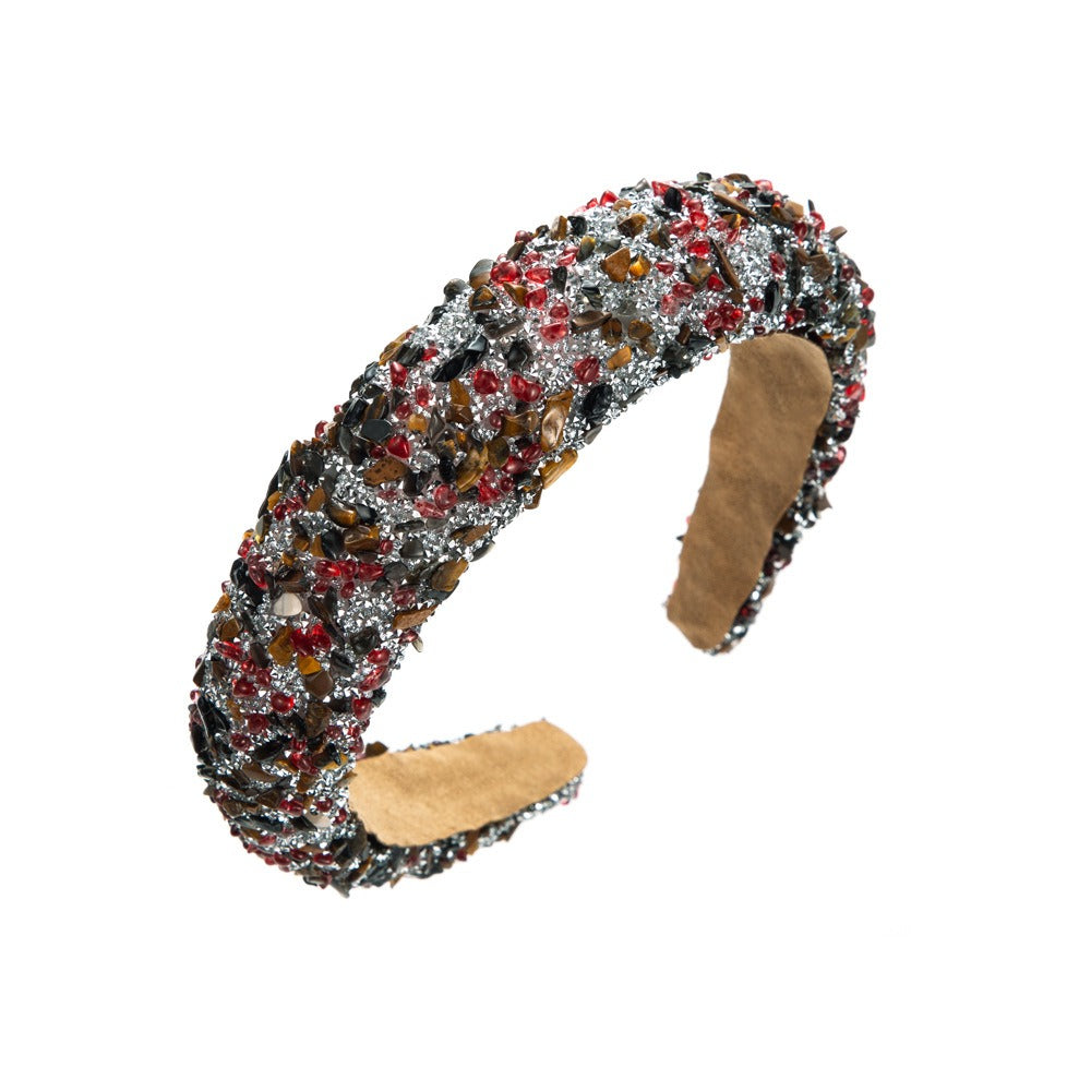 Exaggerated Baroque Colorful Crystal Candy Sponge Wide Edge Hair Hoop Headband - V.I.P Digital Presence