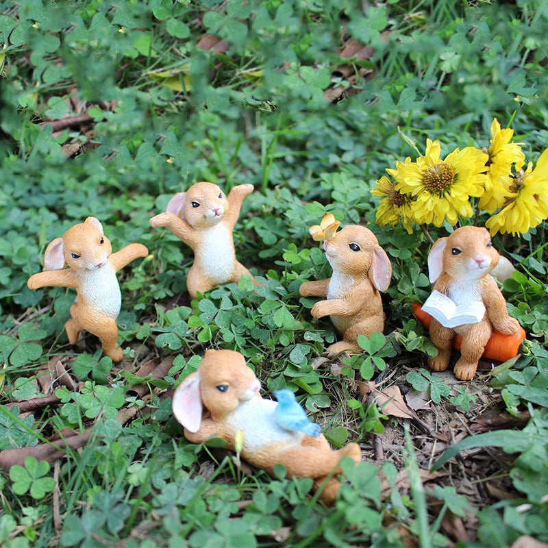 Cute Little Rabbit Plugin Resin Animal Decoration Courtyard Garden - V.I.P Digital Presence