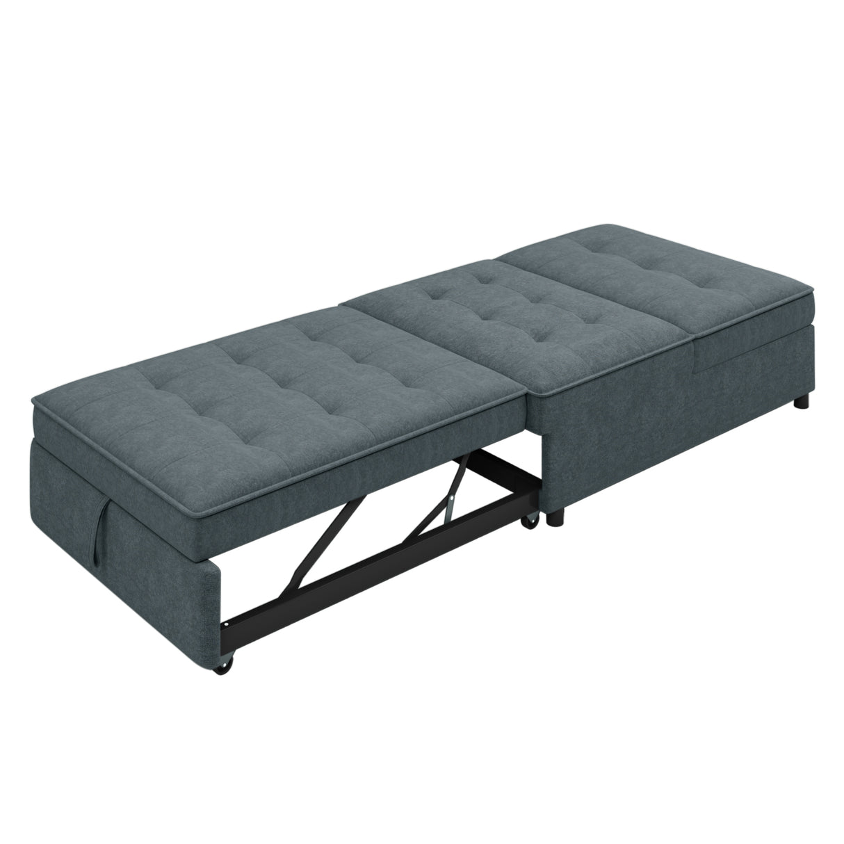 Four in one sofa bed, chair bed, multifunctional folding Ottoman bed with storage bag and USB port, dark blue - V.I.P Digital Presence