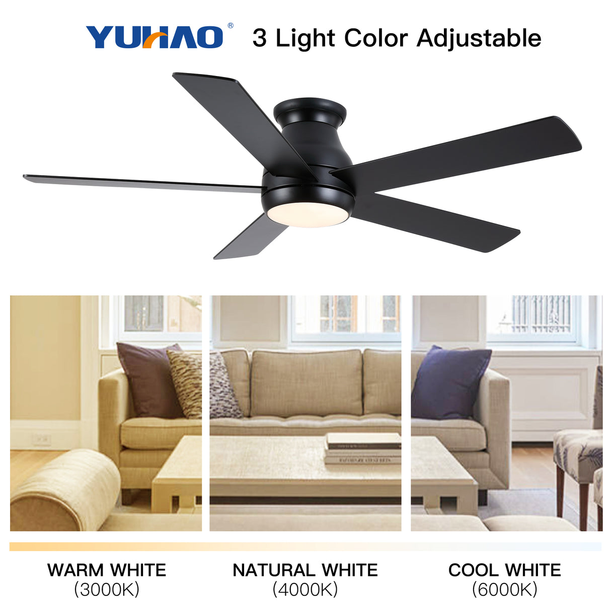 52" Low Profile Ceiling Fan with Lights - V.I.P Digital Presence