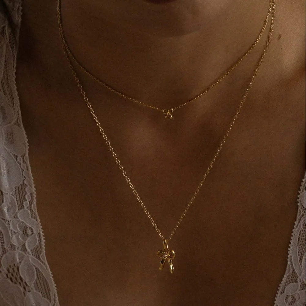 18K Gold-Plated Bow Necklace - V.I.P Digital Presence
