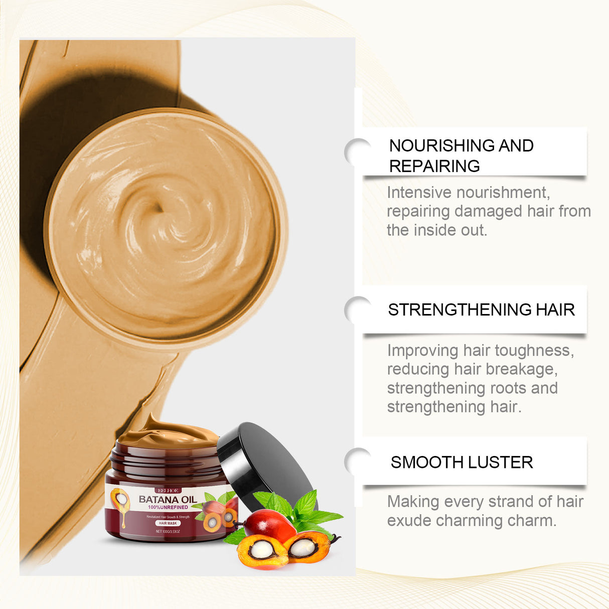 Batana Oil Strong And Volumizing Hair Mask Repair Hair Frizz Nourishing Hair Smooth Hair Treatment - V.I.P Digital Presence