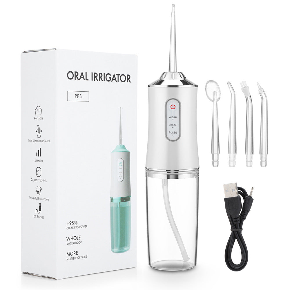 220ml Hand-Held Electric Dental Flusher Household 3-Speed Water Jet Dental Floss Scrubber Smart Power-Off Cleaning Teeth Set - V.I.P Digital Presence