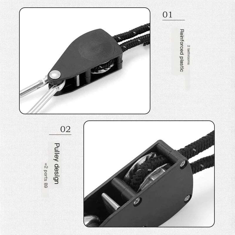 Camping Tent Tie Down Rope Tightener Fastening Pulley Ratchet Hangers Awning Rope Hook Canopy Buckle Rope Tightening Straps Tool - V.I.P Digital Presence