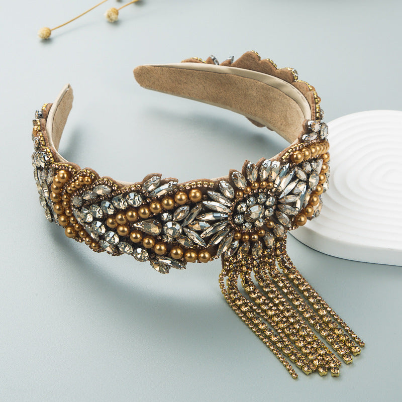 Hair Hoop Fashion French Palace Style Pearl Tassel Bangs Hair Cave High Quality Temperament All-Match Hair Hoop Hair Accessories - V.I.P Digital Presence
