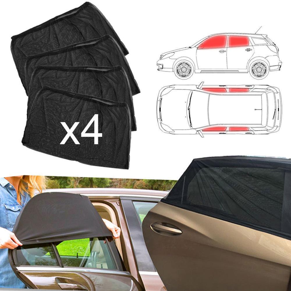 SALE 4pcs Car Front & Rear Side Window Sun Visor Shade Mesh Cover Sunshade insulation anti-mosquito Fabric Shield UV Protector - V.I.P Digital Presence