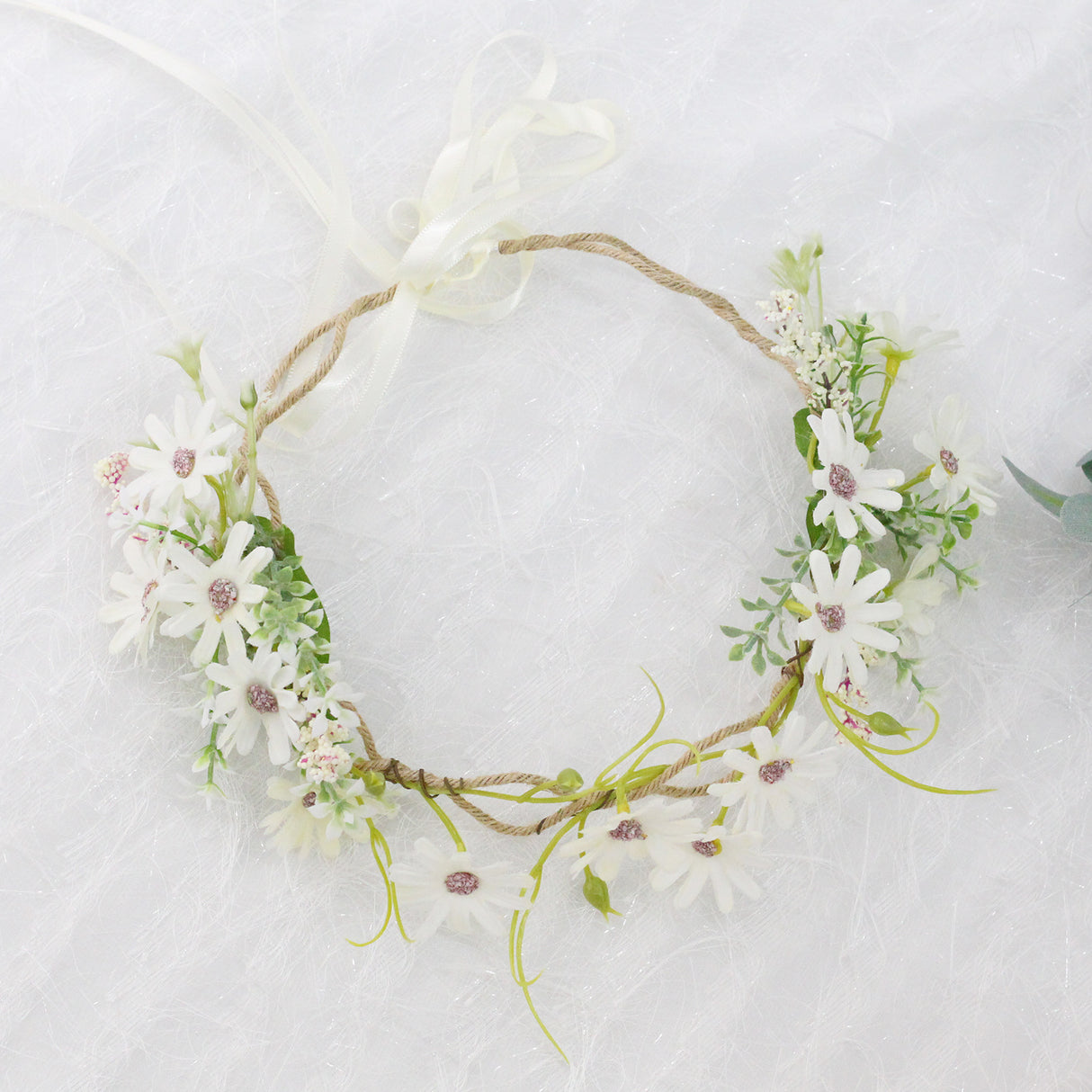 Fresh flower garland headwear hand woven fabric small daisy flower spring fairy outdoor hair accessory - V.I.P Digital Presence