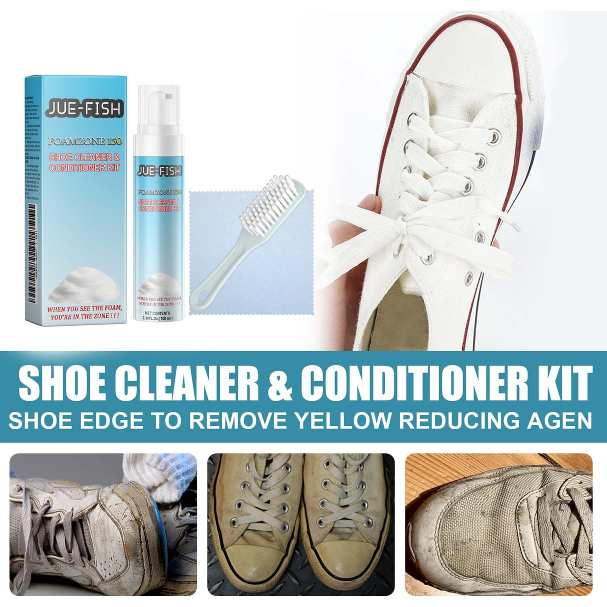 Shoe Cleaning Care Set Small White Shoes Yellow Edge Stain Cleaning White Portable Whitening Agent - V.I.P Digital Presence