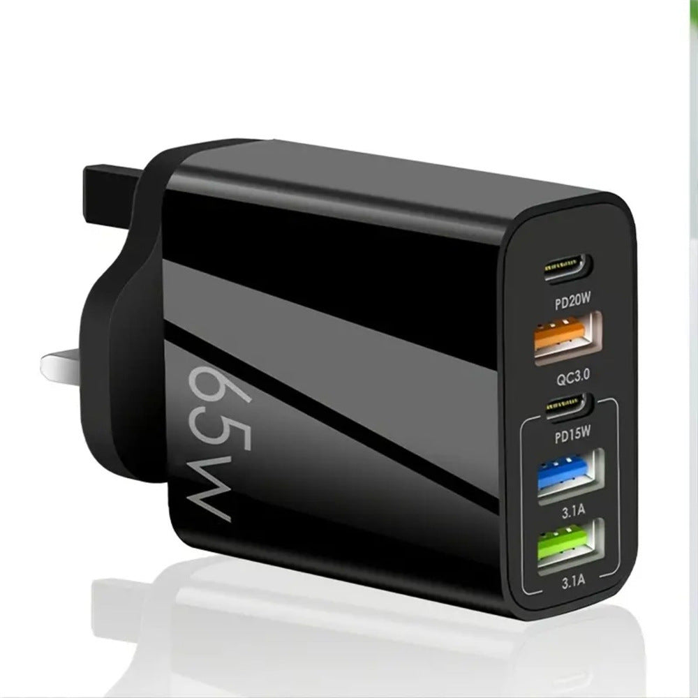 Standard PD65W mobile phone charger 4A type-c PD+3USB multi port European, American, English travel charging head - V.I.P Digital Presence