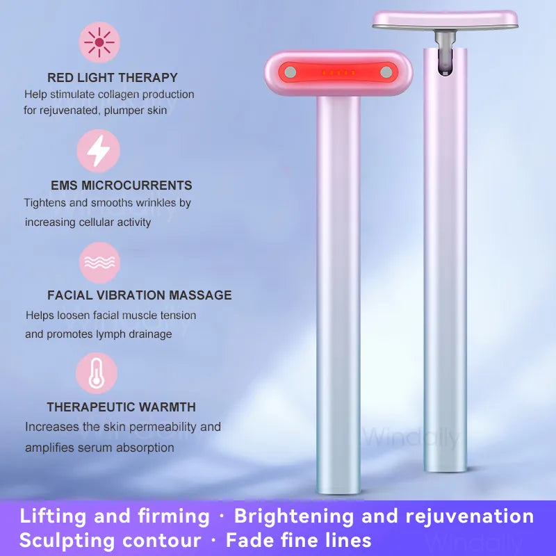 4 in 1 Facial Wand EMS Microcurrent Vibration Warm Red Light Face Lifting Machine Skin Tightening Device Neck Eye Massager Tools - V.I.P Digital Presence