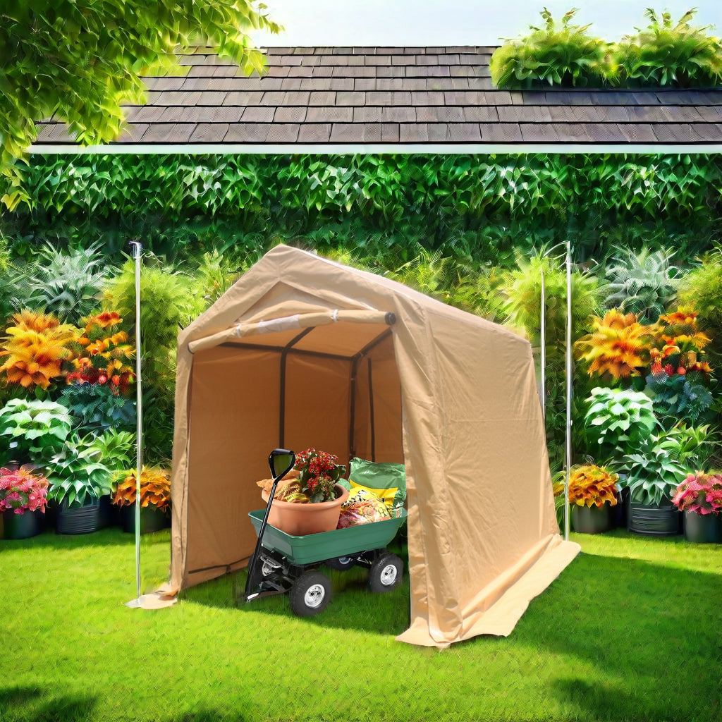 7x8 ft Outdoor Portable Gazebo Storage Shelter Shed with 2 Roll up Zipper Doors & Vents Carport - V.I.P Digital Presence