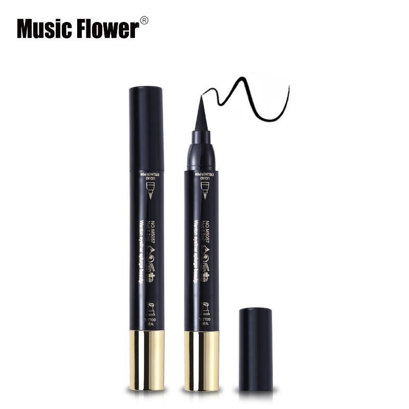 Music Flower Brand Eyes Makeup Tattoo Seal Liquid Eyeliner Pen Waterproof Matte Black Stamp Wanton Eye Liners 24HR Long-lasting - V.I.P Digital Presence