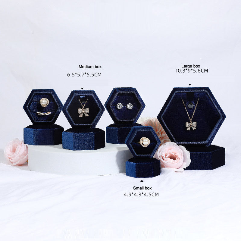 Hexagonal jewelry box, high-end Korean velvet ring earring box, jewelry box, jewelry packaging box - V.I.P Digital Presence